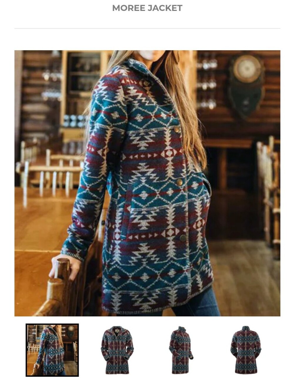 Outback Trading Women's Beet Aztec Long Moree Jacket Size L